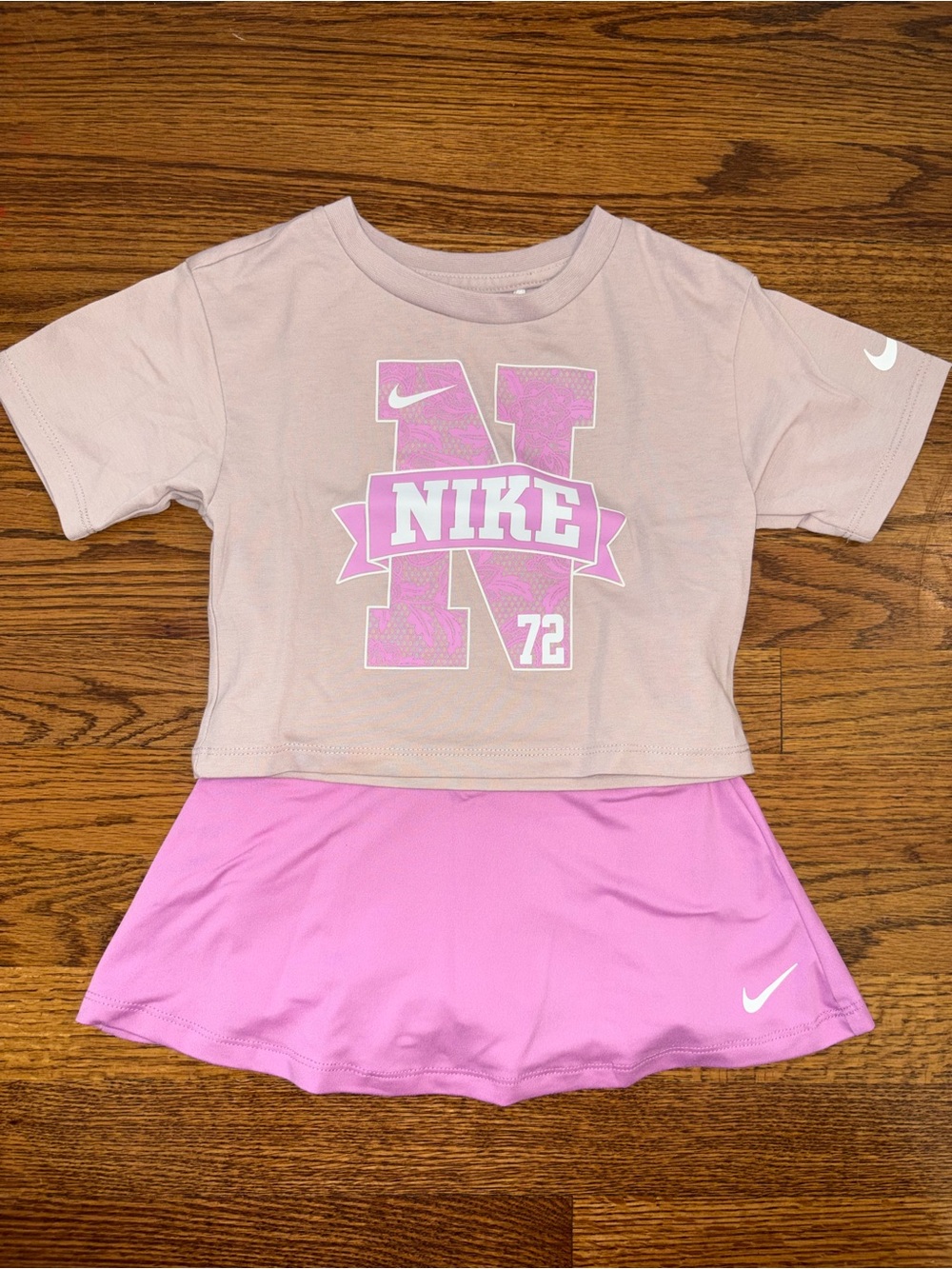 Nike Pink Graphic Crop Tee and Pink Skort Set 3T
